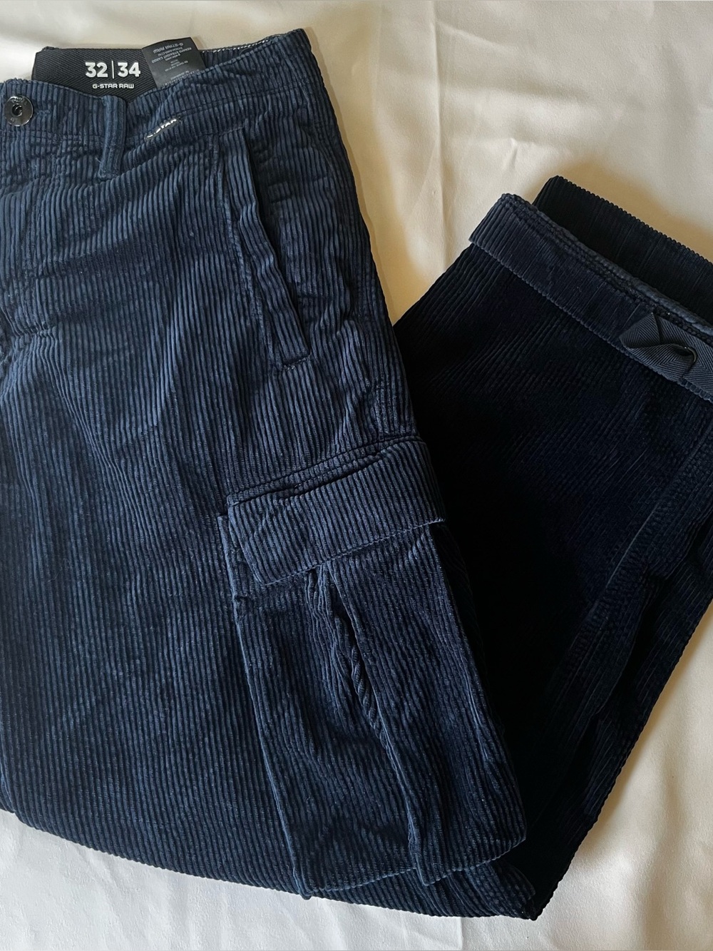 G-Star Raw Corduroy Cargo Pants In Deep Navy